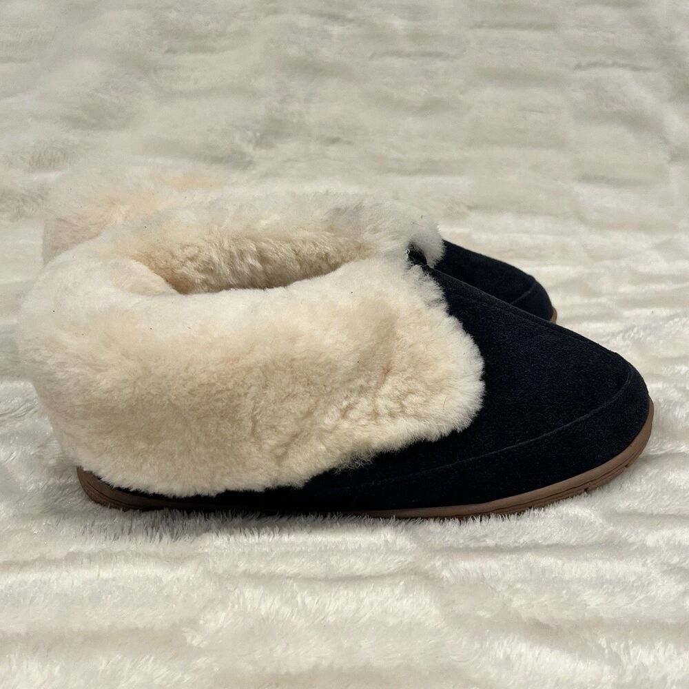 Vermont Country Store Women Suede Australian Shearling Bootie Slippers 8